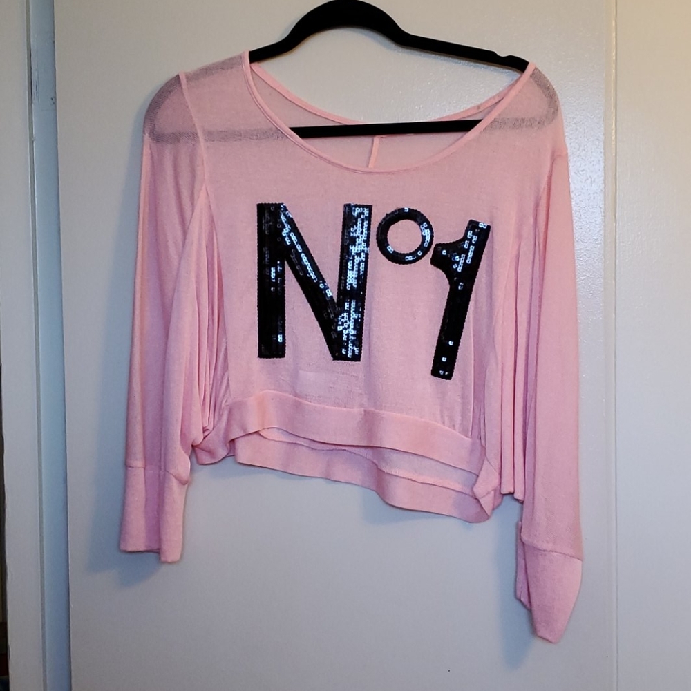 No. 1 sequin crop sheer sweater